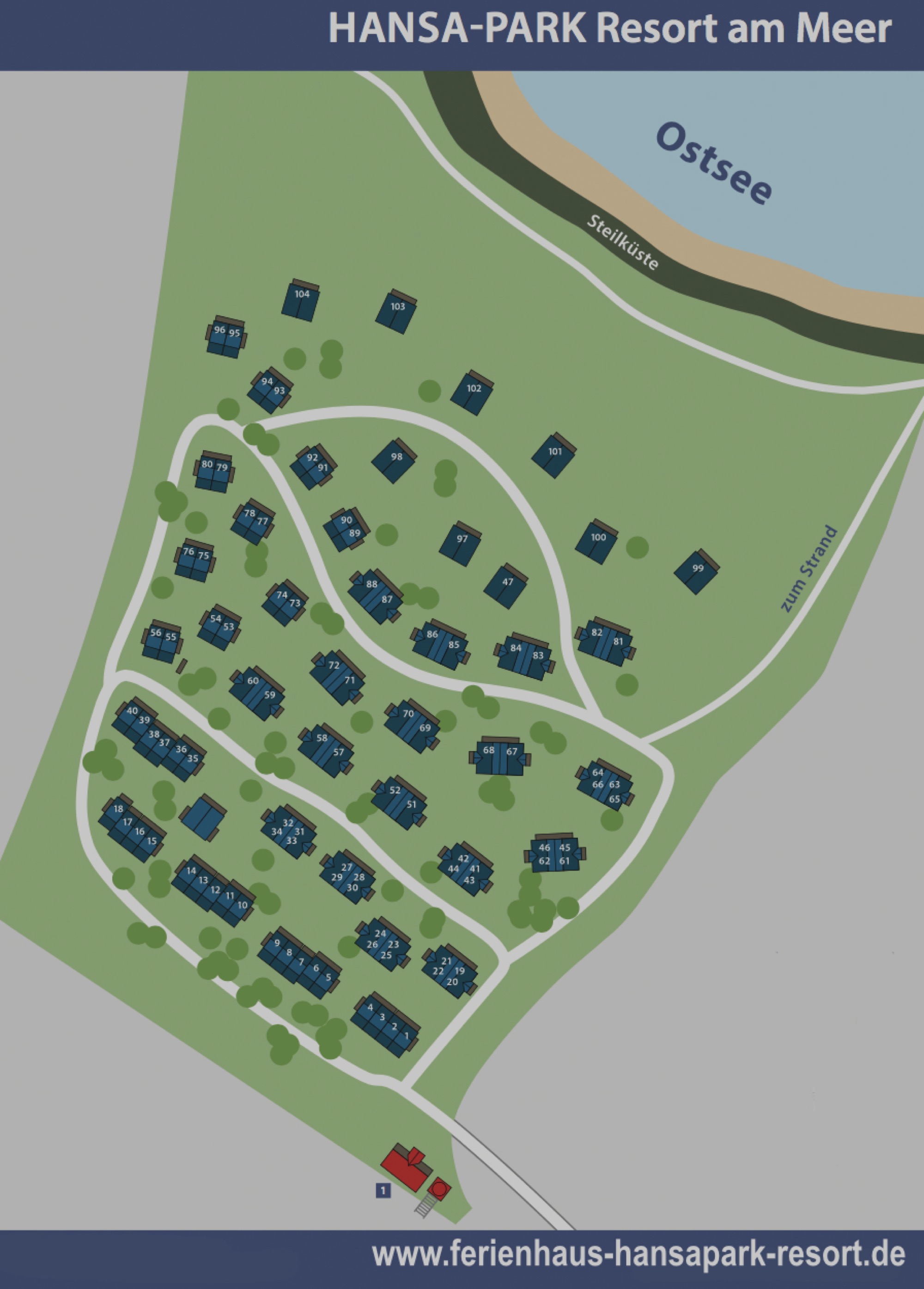 Lageplan der Häuser im Hansapark Resort